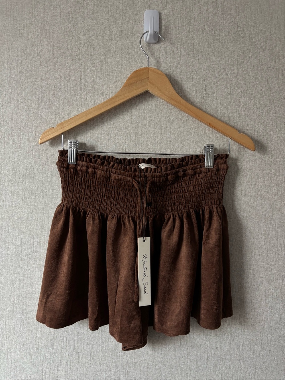 Mustard Seed Chocolate Brown Smocked-Waist Circle Skort